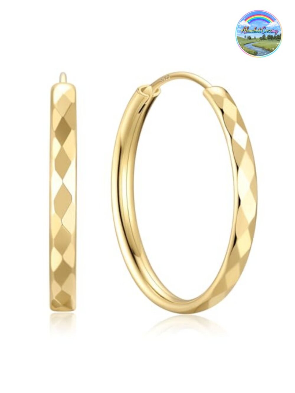 Sterling Silver Hoop Earrings Gold Plated Hidden Clasp